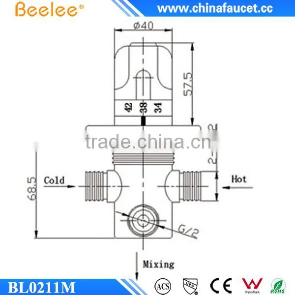 Beelee BL0211M G1/2" Brass Thermostatic Mixing Valve, Thermostatic Control Valve photo-3