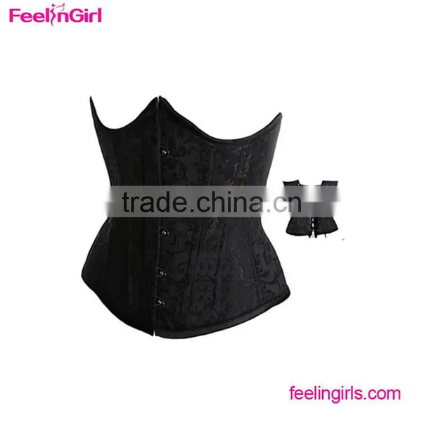 Black Tight Underbust Front Lace Up Waist Cincher Corset photo-3