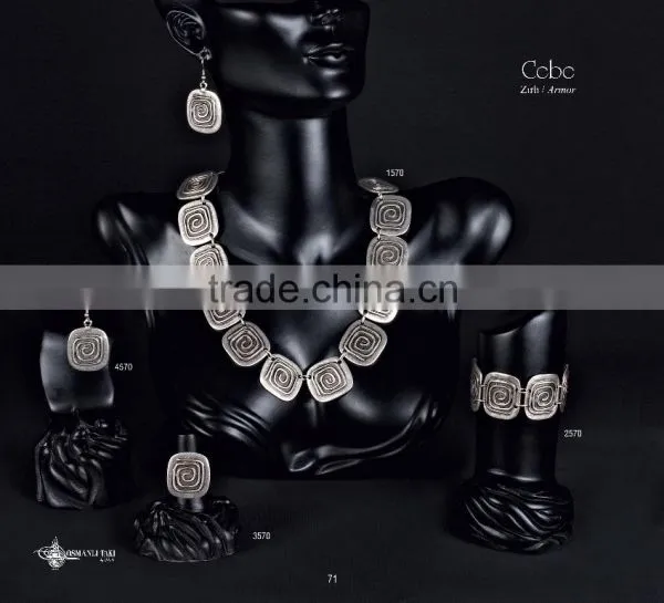 Ring Earring Bracelet Necklace Authentic Turkish Design Jewelry Set Made in Istanbul photo-4