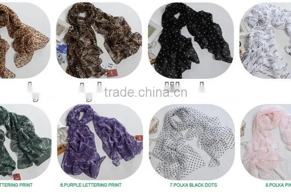 Lady's Customized Polyester Silk Like Soft Handfeel Chiffon Printed Long Scarf Shawl Wraps Sarong photo-2