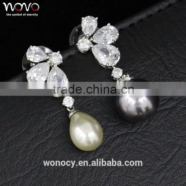 2016 New Model Silver Zirconia Earrings Jewelery Latest Design Of Pearl Earrings photo-4