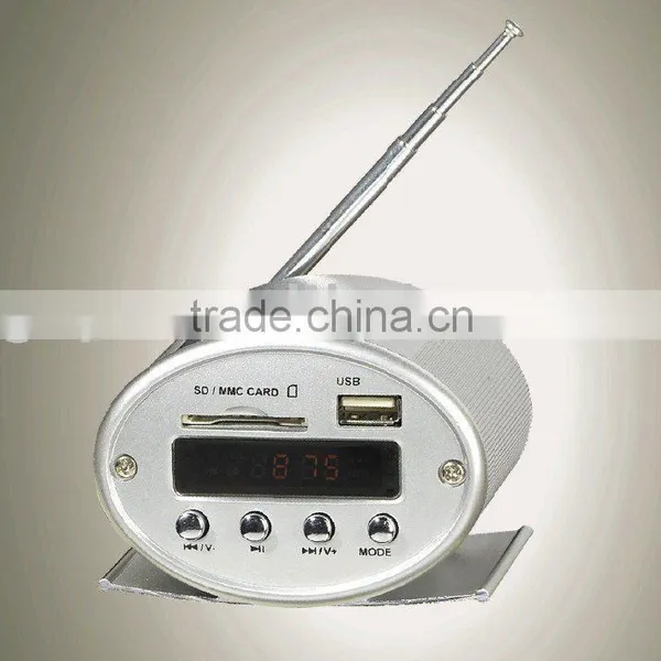 white mini reader with LED,FM,