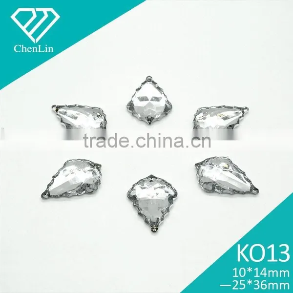 K013 Leaf 10*14 14*20 18*25 Flat Back Sew on Acrylic Rhinestones for Fashion Decoration, Craft Making, Garment Bags Accessories