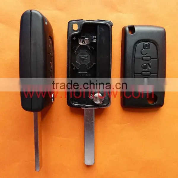 High Quality Citroen 406 Blade 2 Buttons Flip Remote Key Blank (NE78 Blade - 2Button - No Battery Place) (No Logo) photo-2