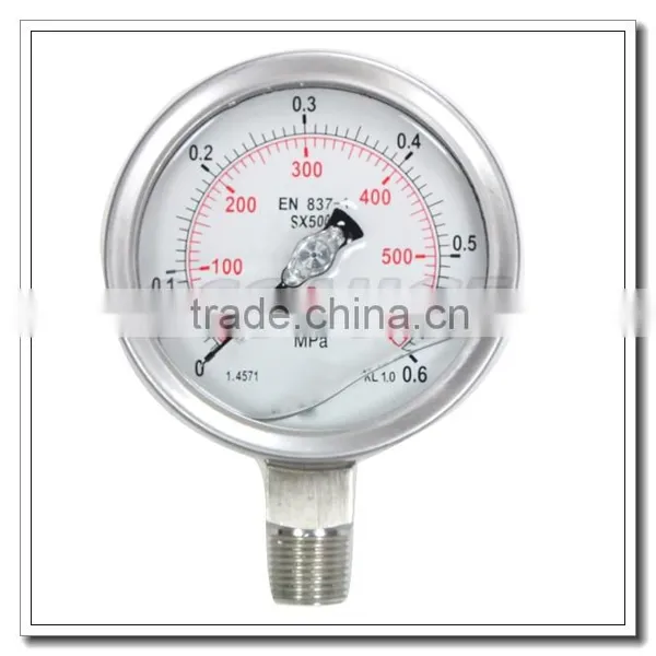 High Quality 4 Inch All Stainless Steel Bourdon Tube Oil Filled Pressure Meter photo-6