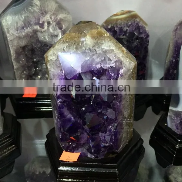 Natural Amethyst Geode Cluster Wand Point Crystal Ornaments For Sale photo-4