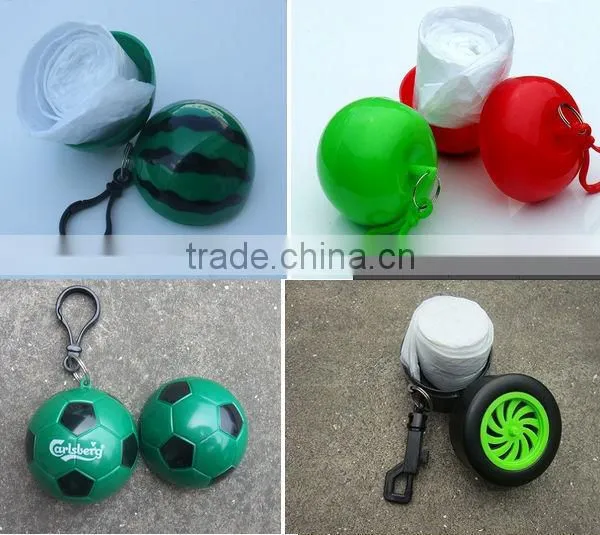 Disposable Waterpoof Ball Packed PE Raincoat Rain Cape Poncho With Keychain photo-2
