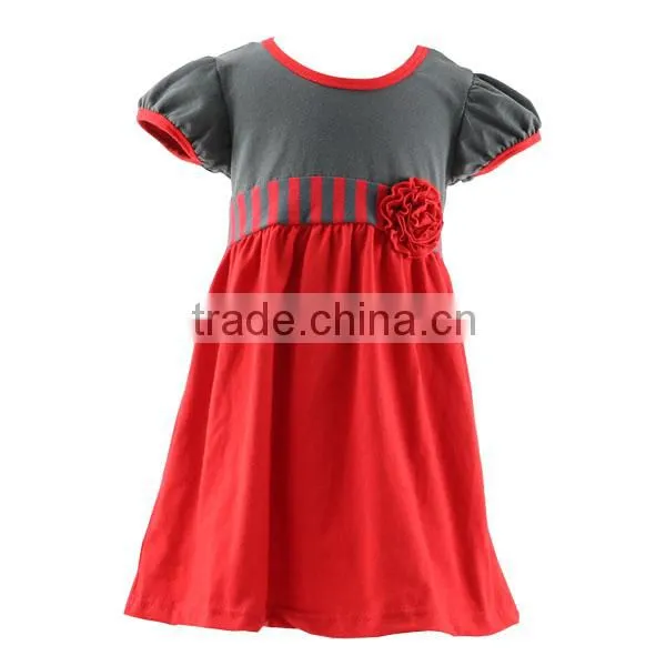2016 New Casual High Quality Cotton Round Neck Baby One-piece Dress Designs for Girl photo-3