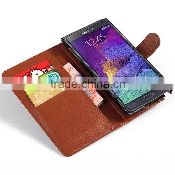 Wholesale Folio Stand Case PU Leather Flip Cover With Wallet for Samsung GALAXY Note4 photo-2