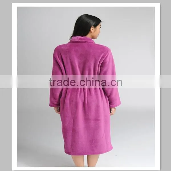 China Stock Hotel Robe Microfiber Coral Fleece Bathrobe