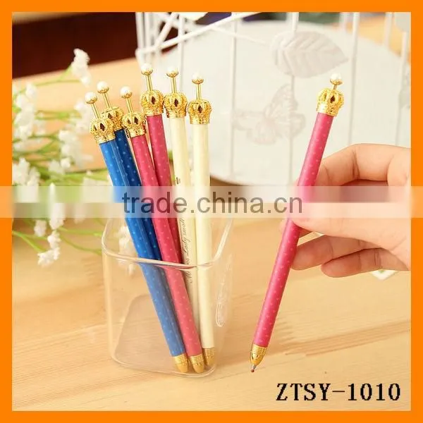 2014 New Cheap Feature Crown Shape Plastic Promotional Sign Gel Ink Pen Wholesale ZTSY-1010