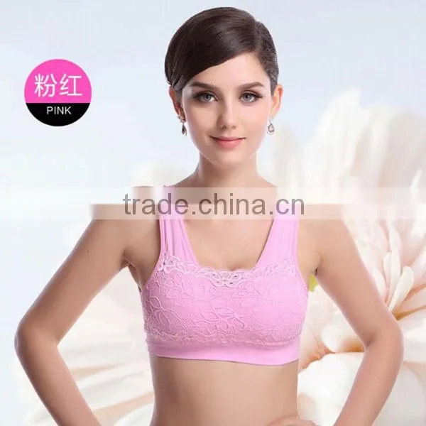 Big Lace Non-trace Yoga Sports Bra Underwear,vest Type Wholesale no Rims Sleep Bra