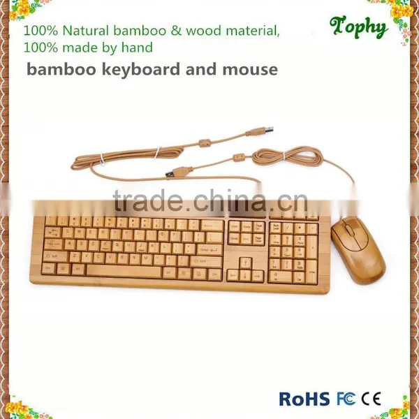 Factory Supply 100% Bamboo Handcrafted Keyboard and Mouse Combo, Wired and Wireless Style Both Available photo-3