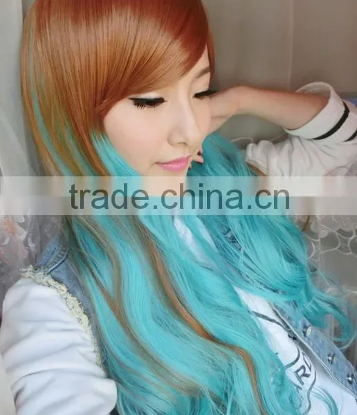 Long Wavy Synthetic Lace Front Hair Wig Rainbow Colorfull Heat Japanese Fiber Glueless Halloween Cosplay Wig photo-6