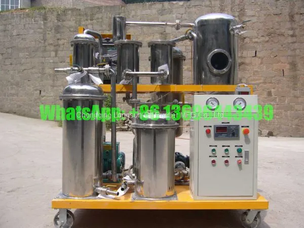 Purificador de aceite lubricante duradero de acero inoxidable, Máquina de purificación de aceite hidráulico, Planta de filtración de aceite de caja de cambios