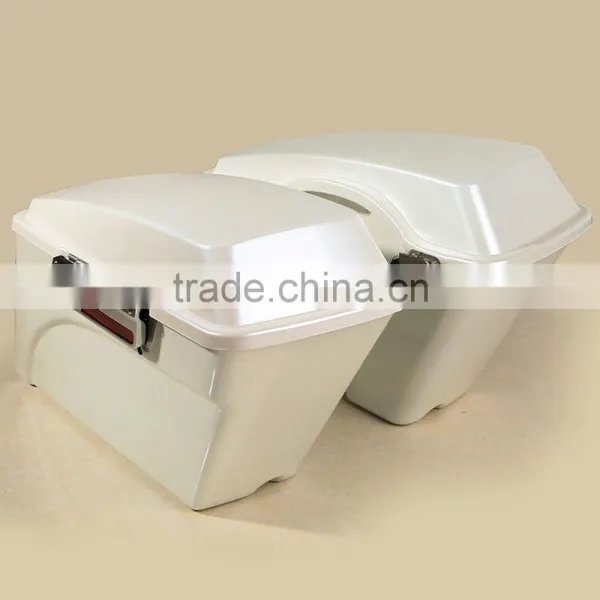 White Hard Saddlebag Trunk w/ Lid Latch For Road King Glide Softail DYNA photo-2