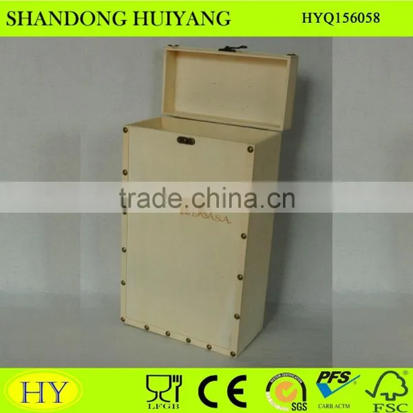 Cheap Custom Natural Wooden Wine Box for Double Bottles photo-3