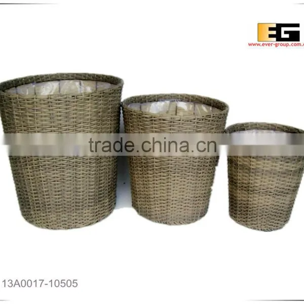 Round PE/Plastic Rattan With Liner Deco Basket photo-2