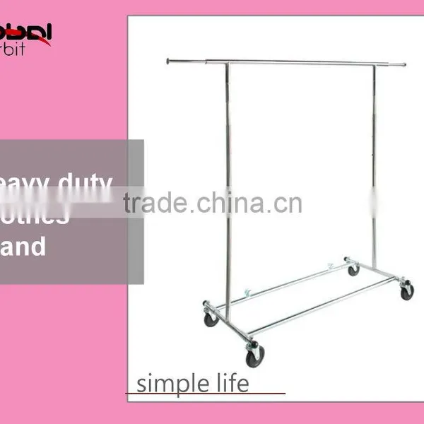 Movable Clothes Hanging Rack Steel Pipe Storage Rolling Garment Rack photo-2