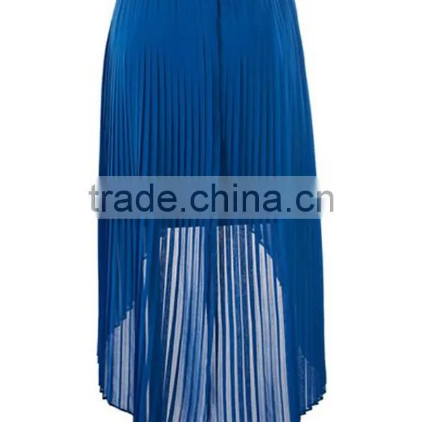 Women Plus Size Clothing Factory Ladies New Model Charming Blue Long Skirt Plain Dyed Summer Sexy Maxi Chiffon Skirt photo-3