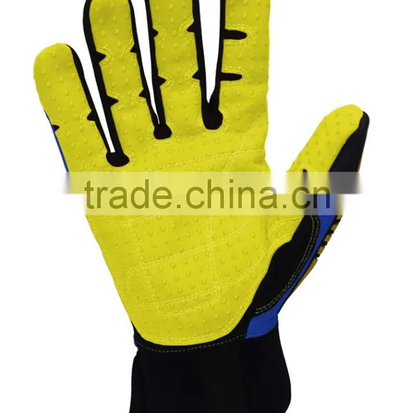 CE EN388 4242 Winter Working Waterproof & Oilproof With Extra Cotton PVC Dotted Impact Safety Working Gloves photo-2