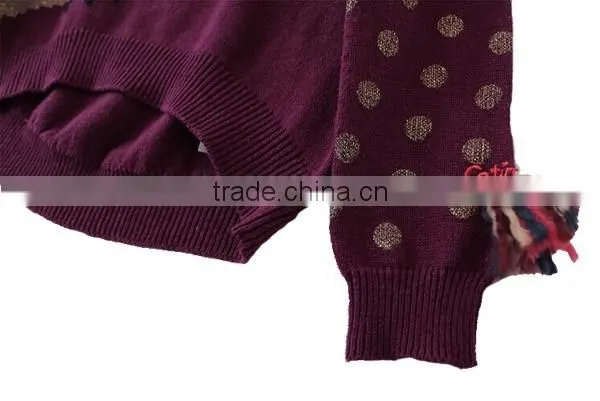 Polka Dot New Design Knitted Kids Pullover Sweater Front Short Back Long Girls Knitwear photo-4