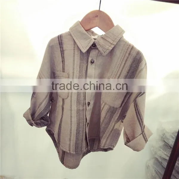 Baby Shirt 2-7 Years 2017 New Wholesale Cotton Autumn Plaid Kids Shirts photo-3