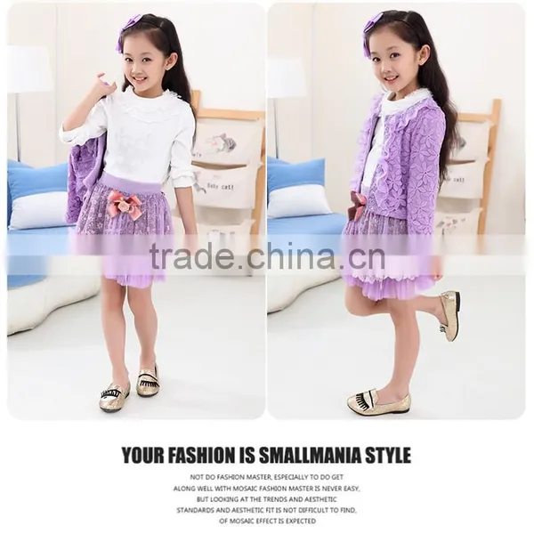 2016 New Long Sleeved Lace Three Piece Set Sweet Princess Dress photo-2