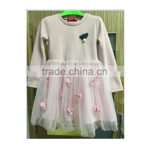 2017 New Autumn Design Red Embroidery Lace Bottom Girls Dress