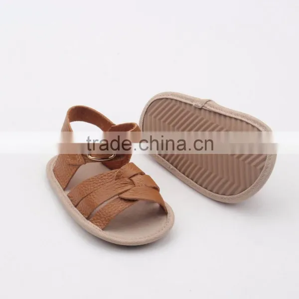 Wholesale Latest Design Leather Baby Kids Leather Rubber Sandals photo-4