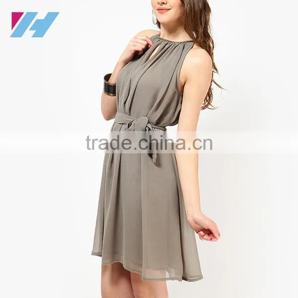 Korean Advanced Fashion Apparel Wholesale Women Summer Skater Dresses photo-3