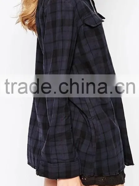 2015 KAIYA Elegant Design Blouses Ladies Western Wear Oversized Shirt Dress Long Sleeve Party Holiday Wearing photo-2
