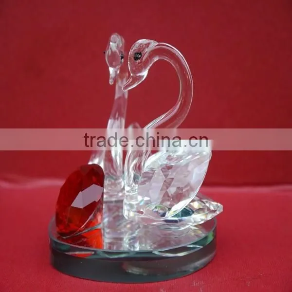 Clear Twin Swans With the Clear Crystal Stone photo-3