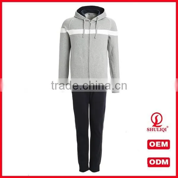 Shuliqi Custom Blank Skinny Tracksuit Wholesale Men Sports Gym Tracksuit Set With Contrast Panel photo-2