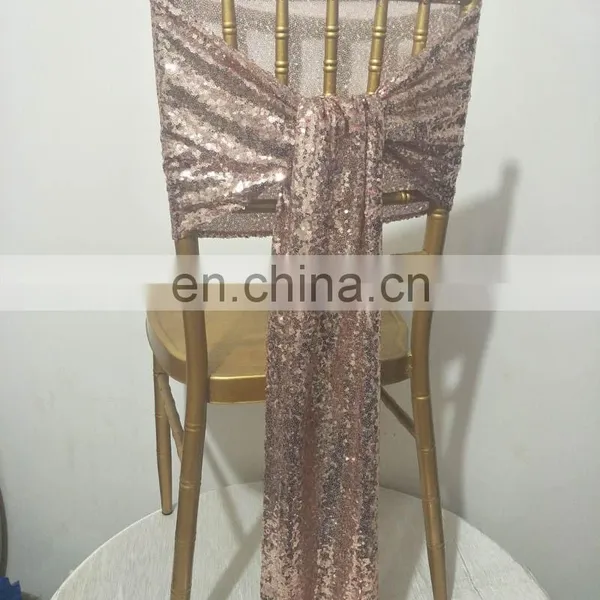 Graceful Popular High Quality Rose Gold Sequin Chair Sash photo-3