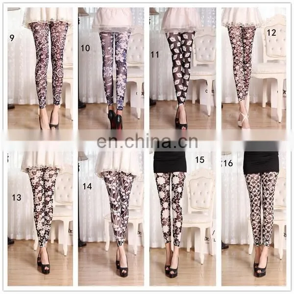 New Arrival Women 3D Digital Printing Flower Grenadine Leggings 18 Colors Wholesale photo-2