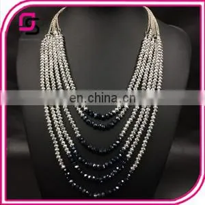 Natural Stone Crystal Three Layer Bead Necklace photo-3
