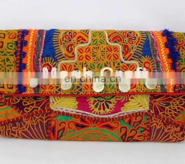 Vintage Afghani Tribal Clutch - Boho Traditional Gypsy Clutch Purse- Indian Unique Banjara Coin Clutch photo-2
