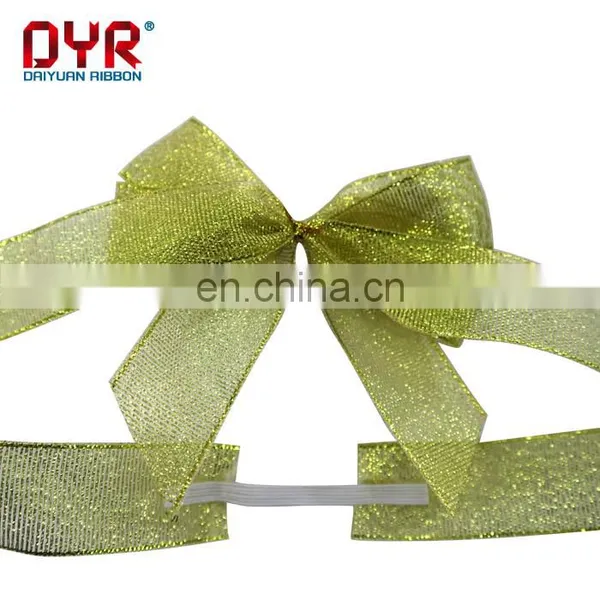 Gold Pre-tied Ribbon Gift Bow With Elastic Band photo-2