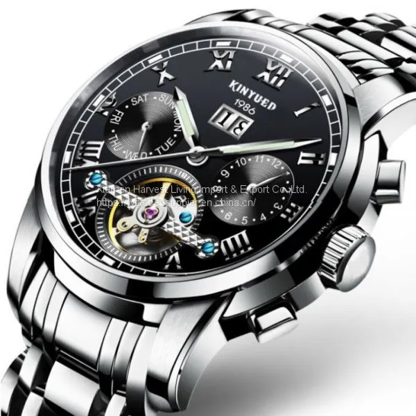 Wholesale Stainless Steel Tourbillon Automatic Mechanical Men Watches photo-3