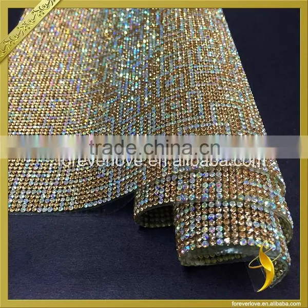 Wholesale Dmc Rhinestone Mesh ab Crystal Trimming Korean Hotfix Rhinestones Banding FRM-213 photo-2