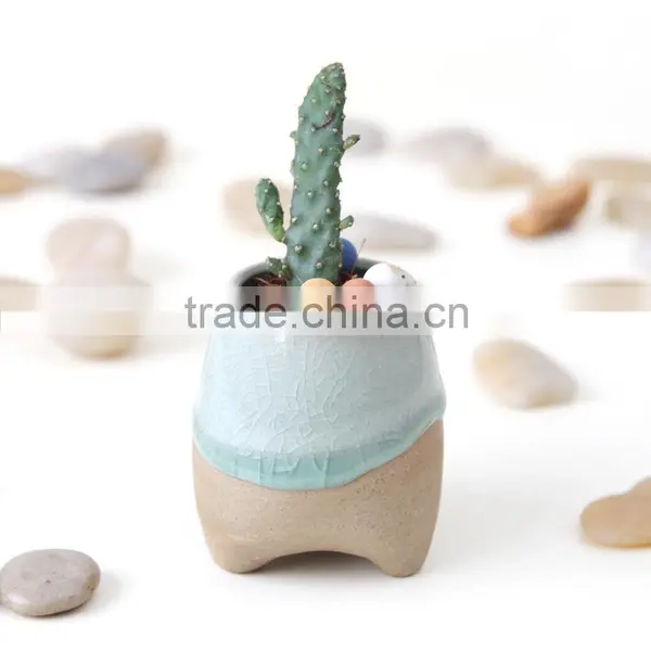 White Blue Orange Red Glazed Ceramic Flower Pots Planters photo-3