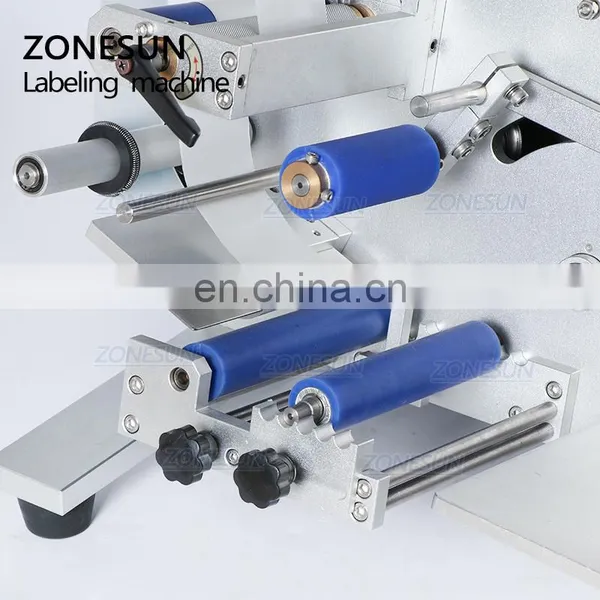 ZONESUN SL-130 Wine Double Side Sticker Round Water Semi Automatic Digital Bottle Labeling Printing Machine For Plastic Bottle photo-4