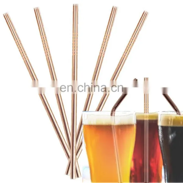 High Quality Rose Gold Plated Metal Drinking Reusable 304 Stainless Steel Straws photo-2