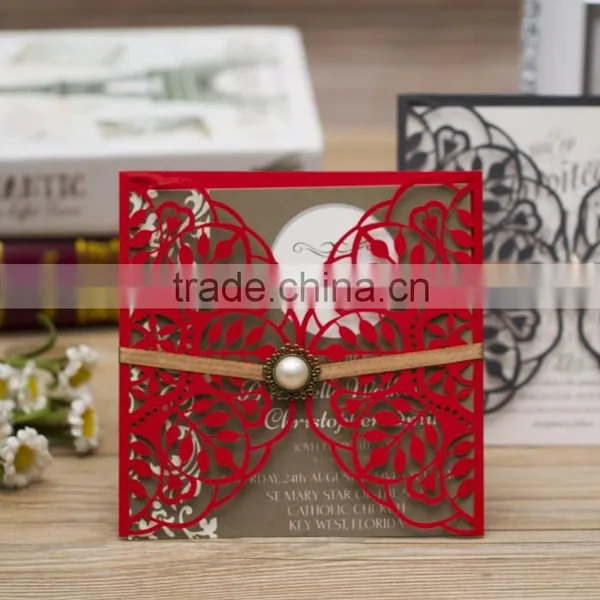 Latest Western Style Hollow Luxury White Laser Cut Wedding Invitations photo-4