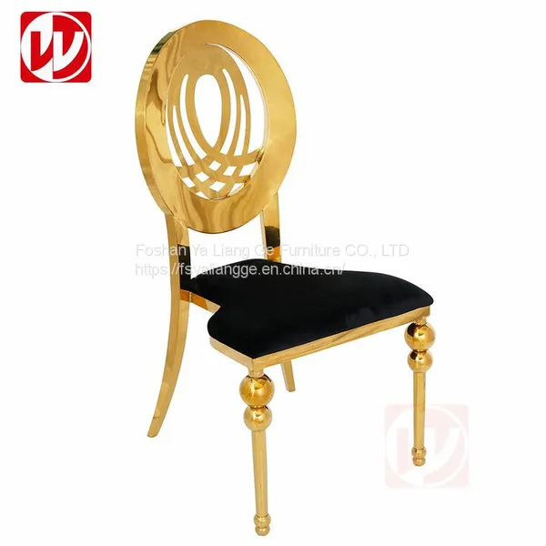Wholesale Middle East Market Gold Stainless Steel Dining Chair Stackable Wedding Banquet Hall Chairs