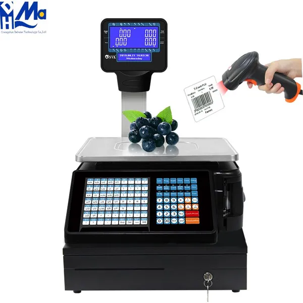 Supermarket All-in-One POS Weighing Electronic Scale With Printer