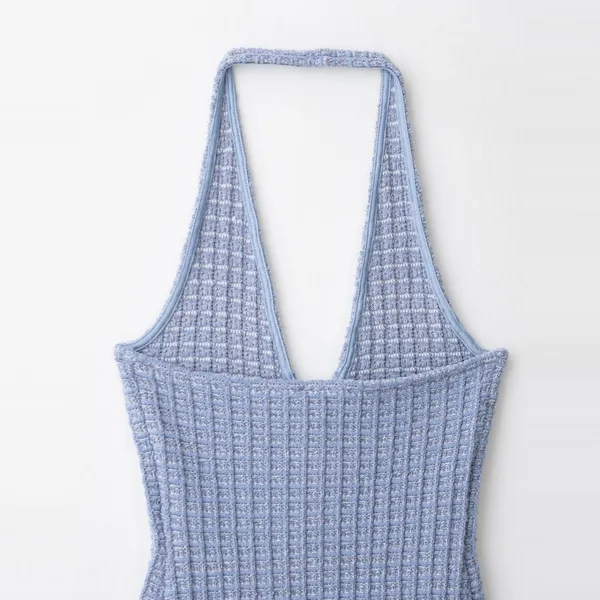 New Women's European and American Style Fashionable Elastic Neck Hanging Collar Dress photo-4