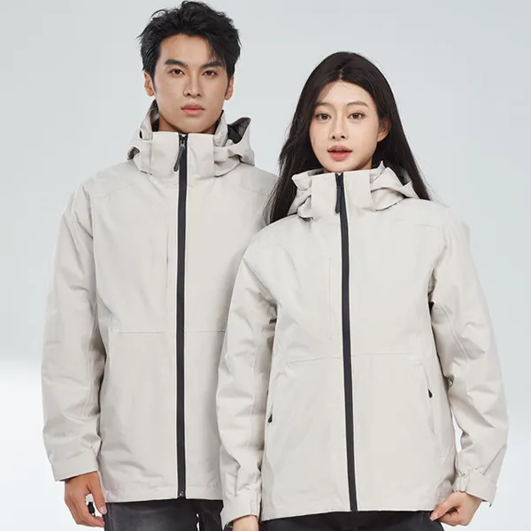 Three in One Men's and Women's Winter Soft Shell Woven Zipper Waterproof and Windproof Outdoor Warm Jacket photo-3