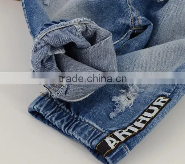 Wholesale Baby Girl Clothes 2016 New Summer Girl Ripped Jeans Lovely Little Girl Cropped Trousers photo-5